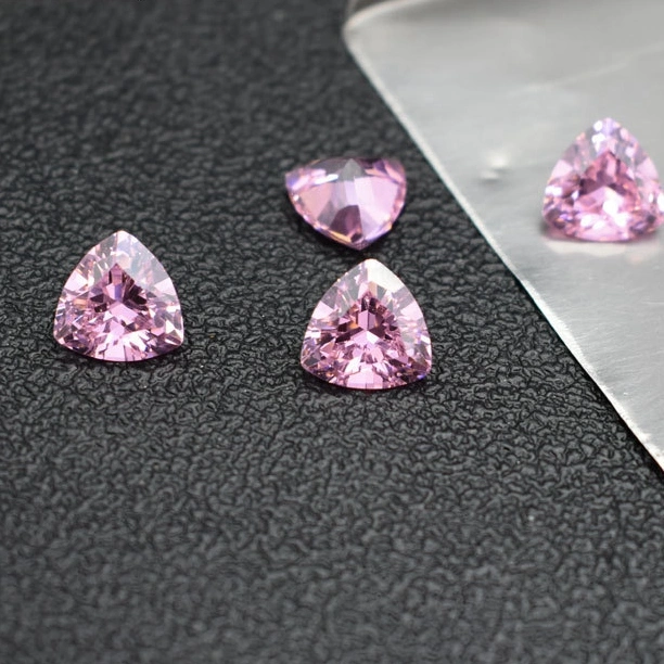 Wuzhou 3X3mm Loose Synthetic Triangle Russian Cubic Zirconia Stone Pink CZ