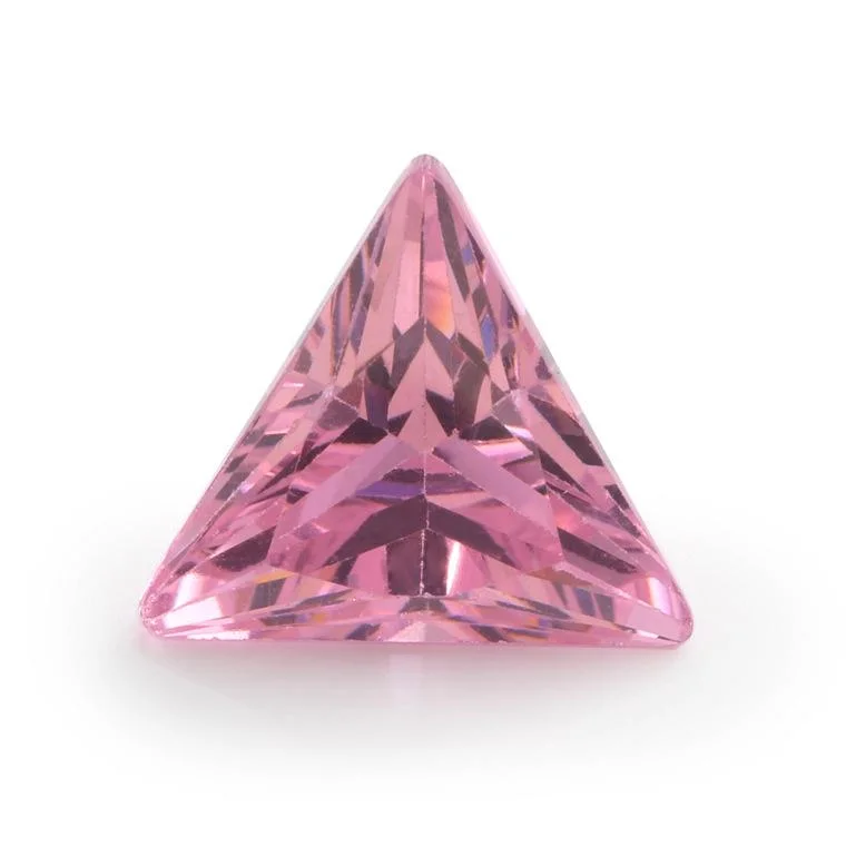 Wuzhou 3X3mm Loose Synthetic Triangle Russian Cubic Zirconia Stone Pink CZ