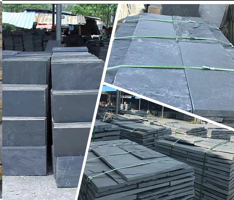 Natural Black Slate Quartz Stone Cultural Roofing Stone Interior Floor Tiles