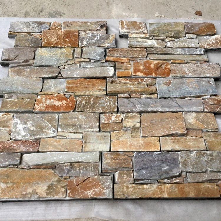 Beige Slate Stacked Stone with Cement on Back